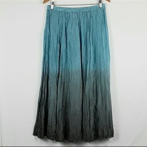 Garnet Hill silk ombre crinkle maxi skirt
